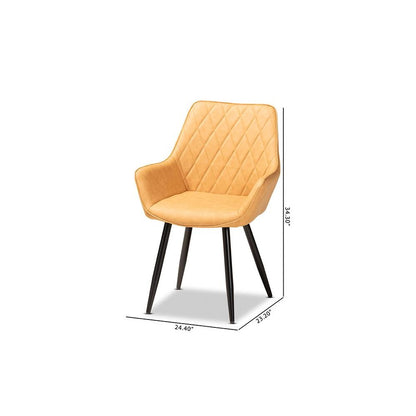 Leather Upholstered and Black Metal 4-Piece Dining Chair Set