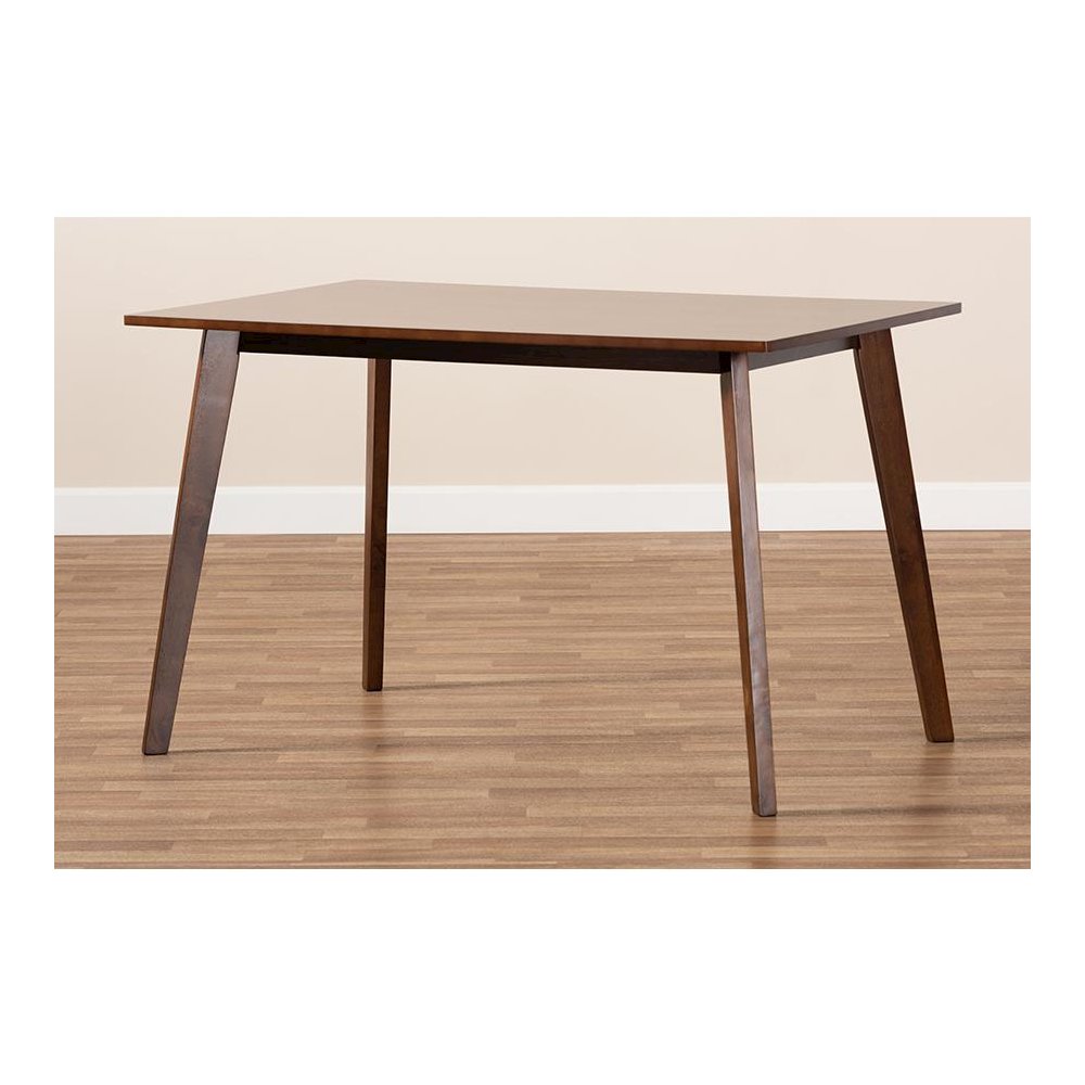 Transitional Walnut Brown Finished Rectangular Wood Dining Table