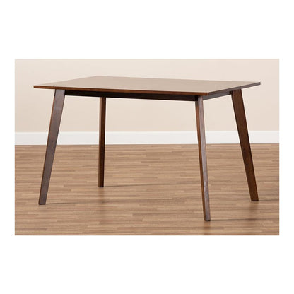 Transitional Walnut Brown Finished Rectangular Wood Dining Table