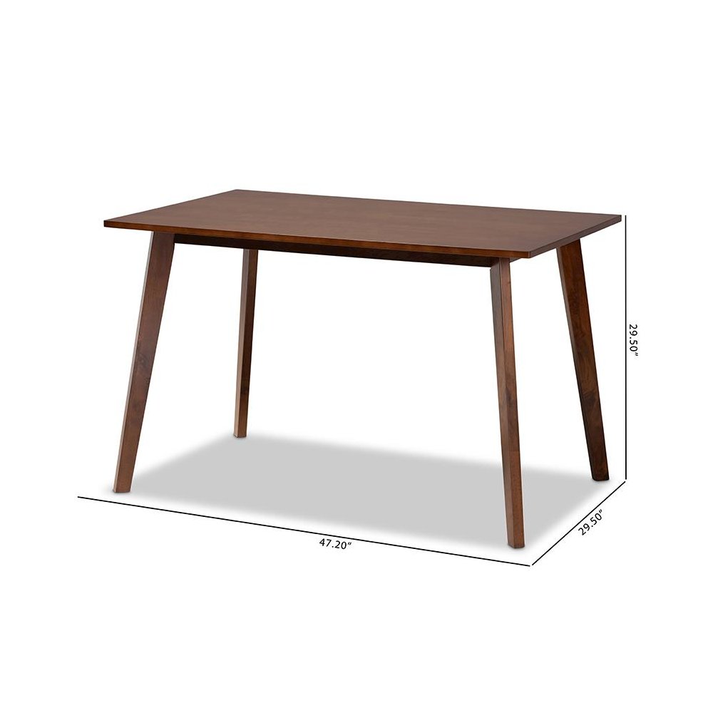 Transitional Walnut Brown Finished Rectangular Wood Dining Table