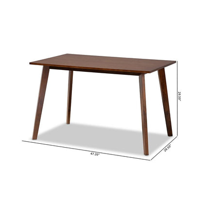 Transitional Walnut Brown Finished Rectangular Wood Dining Table
