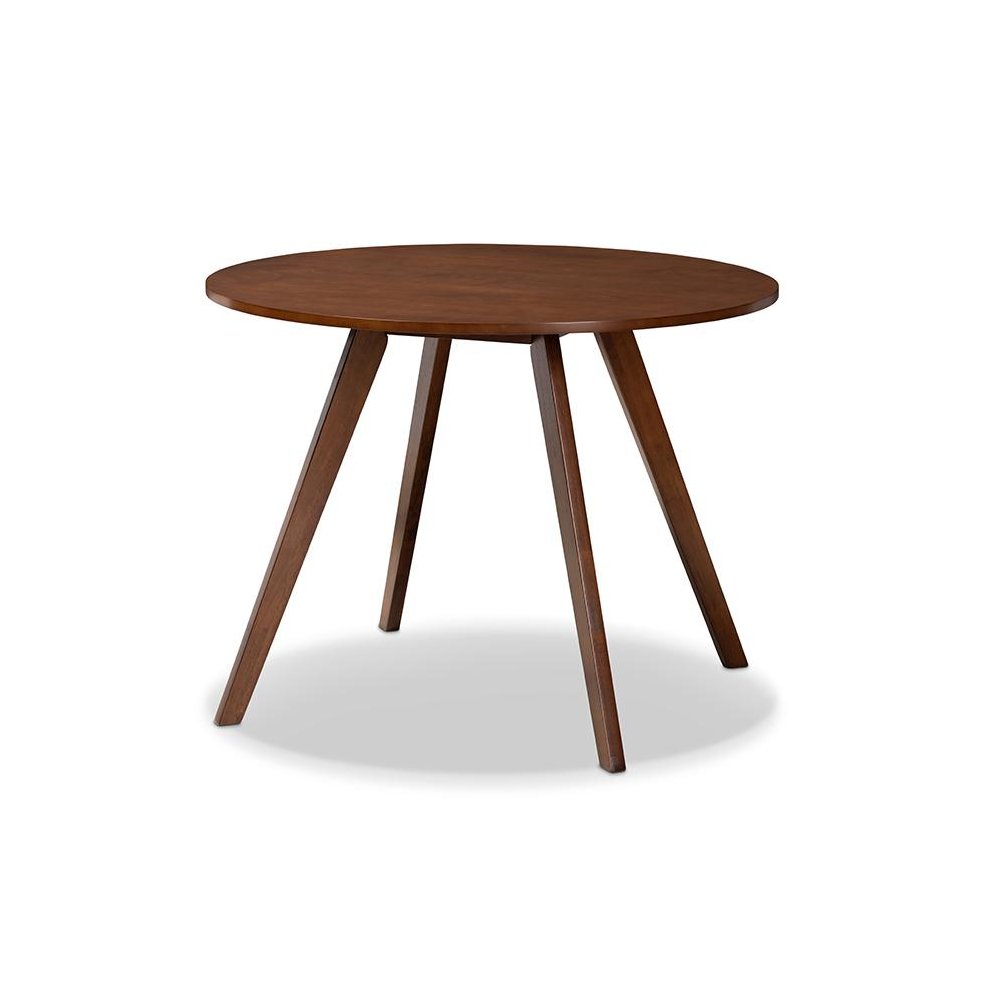 Transitional Walnut Brown Finished Round Wood Dining Table
