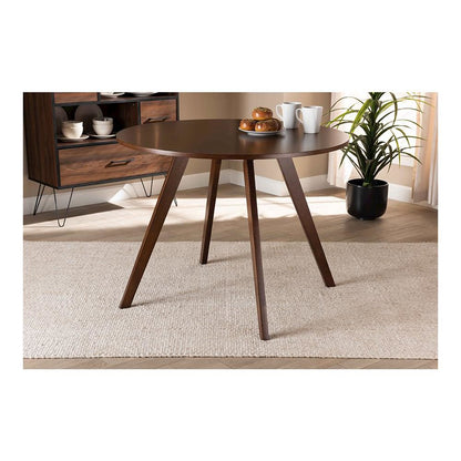 Transitional Walnut Brown Finished Round Wood Dining Table