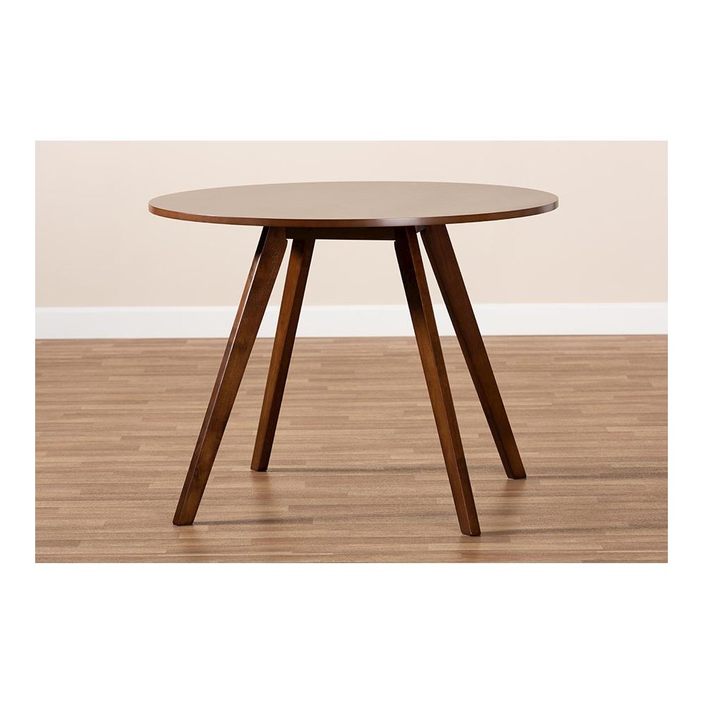Transitional Walnut Brown Finished Round Wood Dining Table