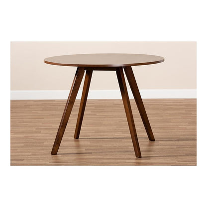 Transitional Walnut Brown Finished Round Wood Dining Table