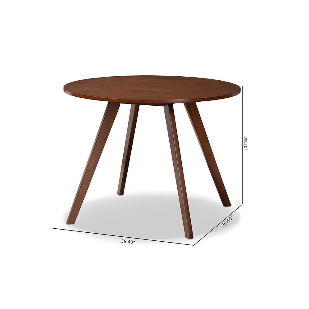 Transitional Walnut Brown Finished Round Wood Dining Table