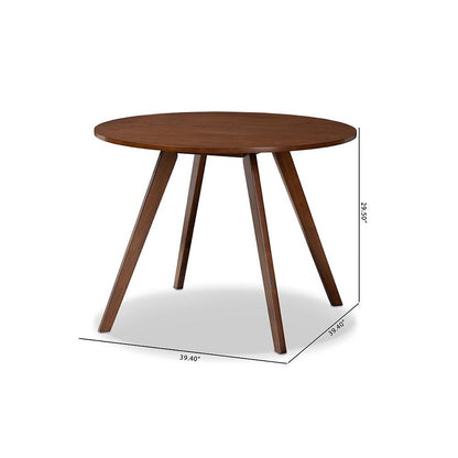 Transitional Walnut Brown Finished Round Wood Dining Table