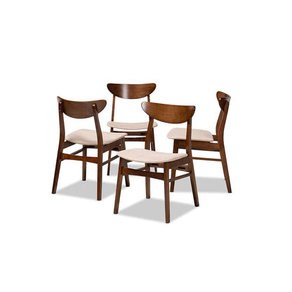 Walnut Brown Finished Wood 4-Piece Dining Chair Set
