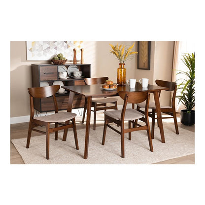 Walnut Brown Finished Wood 5-Piece Dining Set