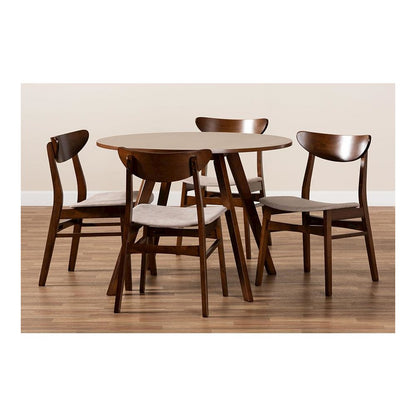 Walnut Brown Finished Wood 5-Piece Dining Set