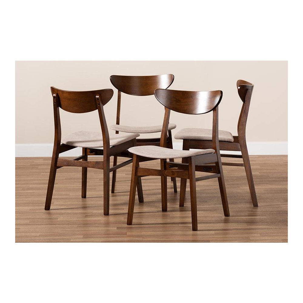 Walnut Brown Finished Wood 4-Piece Dining Chair Set