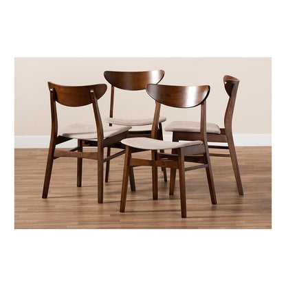 Walnut Brown Finished Wood 4-Piece Dining Chair Set
