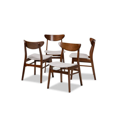 Walnut Brown Finished Wood 4-Piece Dining Chair Set