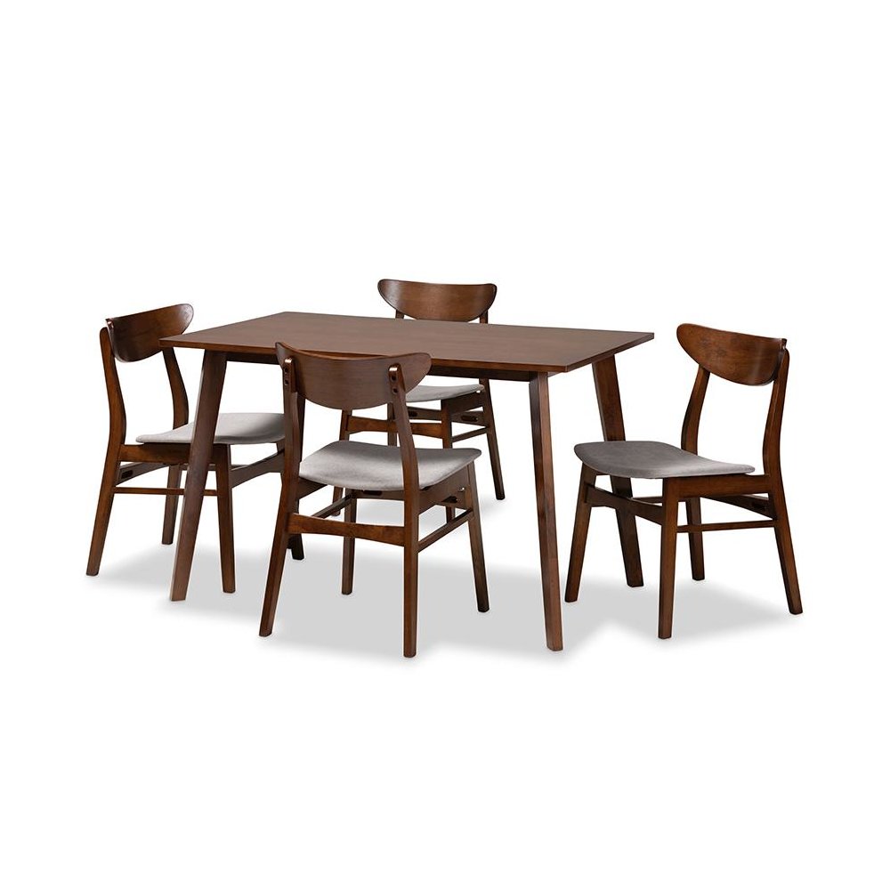 Walnut Brown Finished Wood 5-Piece Dining Set