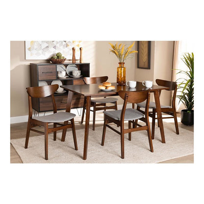 Walnut Brown Finished Wood 5-Piece Dining Set