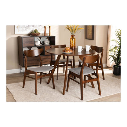 Walnut Brown Finished Wood 5-Piece Dining Set