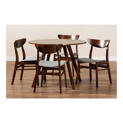 Walnut Brown Finished Wood 5-Piece Dining Set