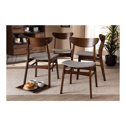 Walnut Brown Finished Wood 4-Piece Dining Chair Set