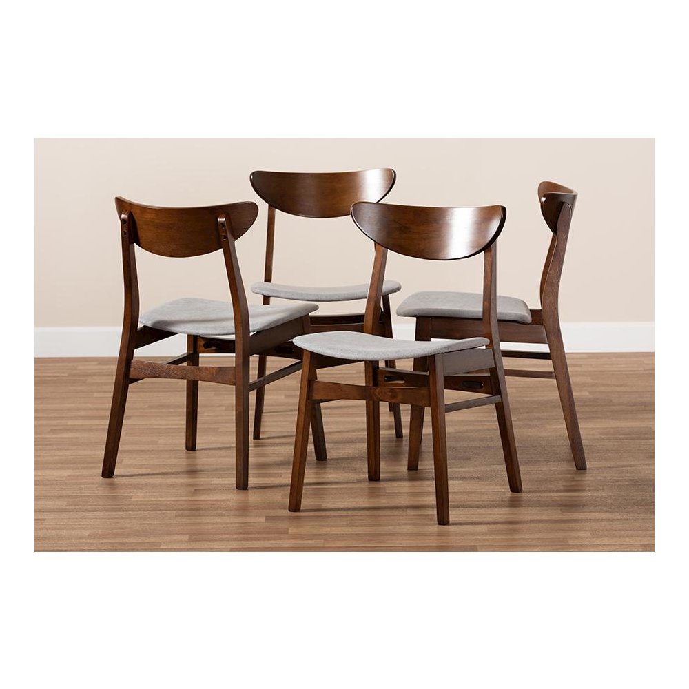 Walnut Brown Finished Wood 4-Piece Dining Chair Set