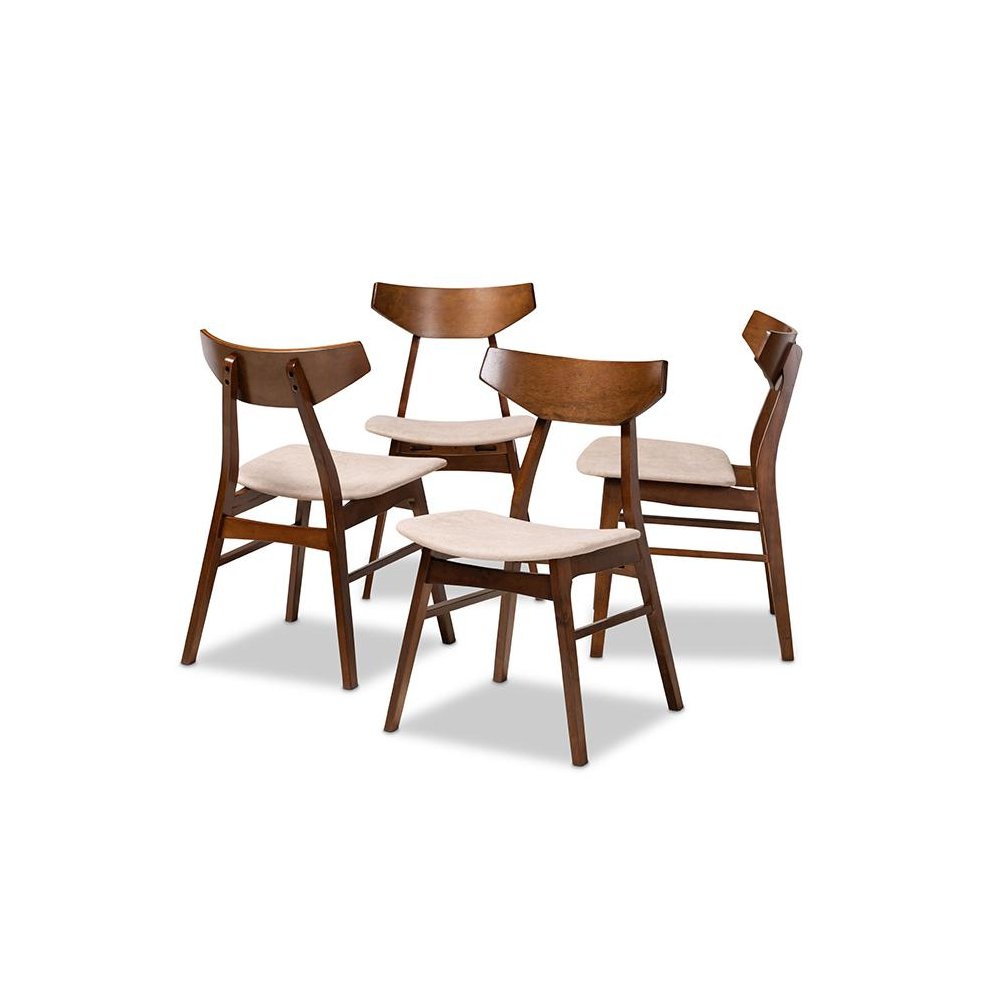 Walnut Brown Finished Wood 4-Piece Dining Chair Set