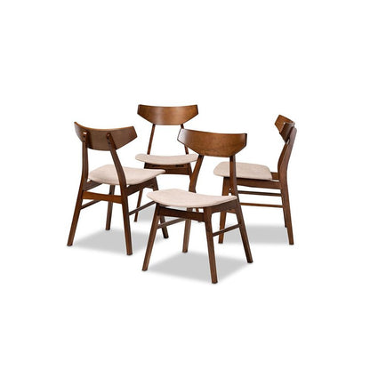Walnut Brown Finished Wood 4-Piece Dining Chair Set