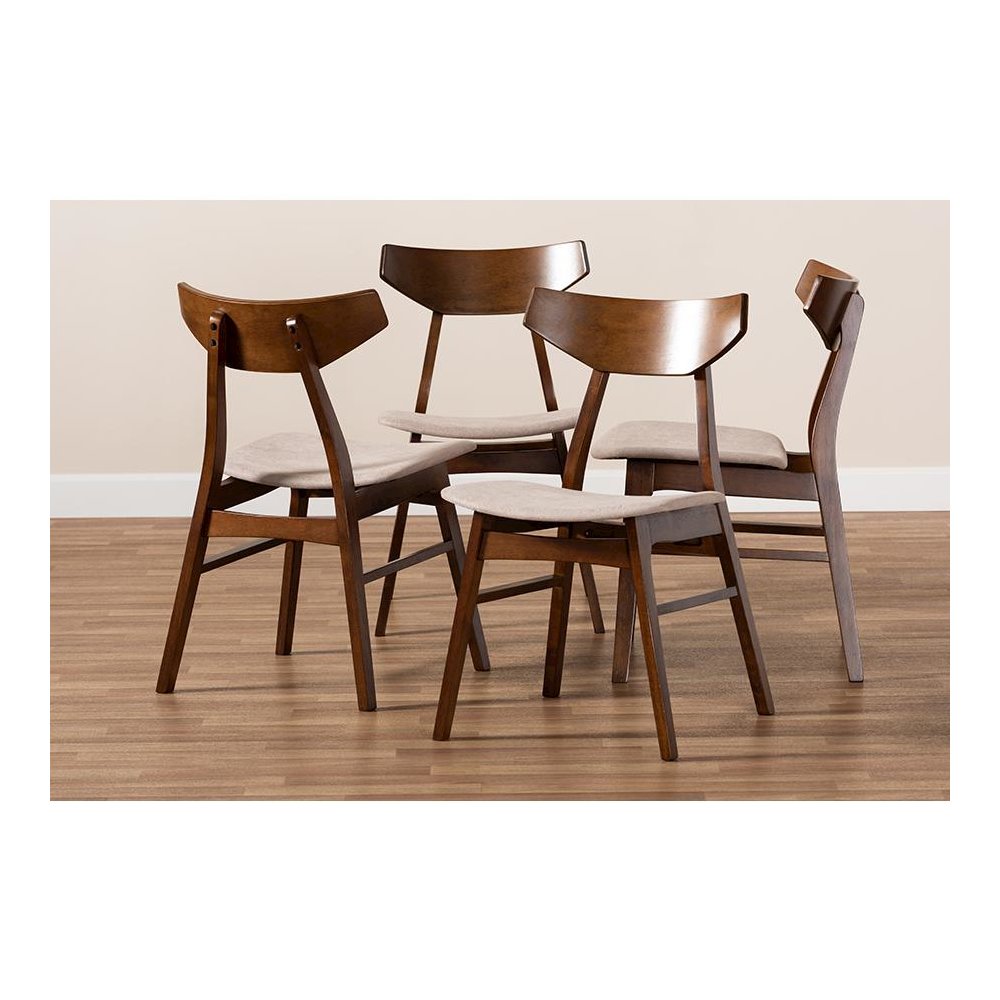 Walnut Brown Finished Wood 4-Piece Dining Chair Set