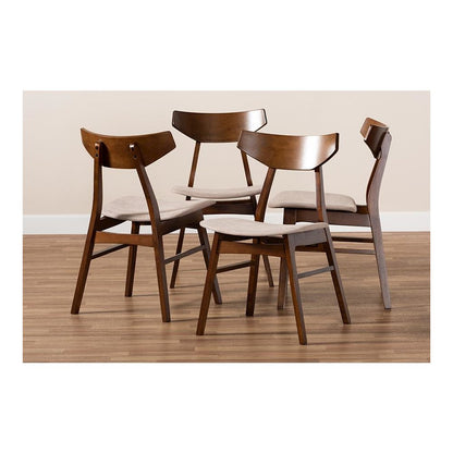 Walnut Brown Finished Wood 4-Piece Dining Chair Set
