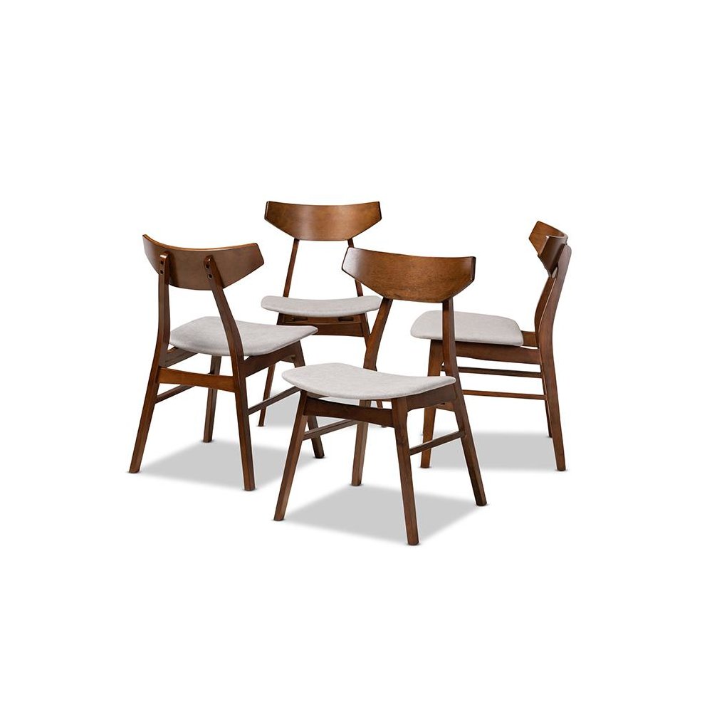 Walnut Brown Finished Wood 4-Piece Dining Chair Set