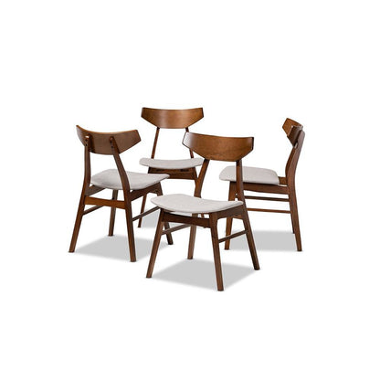 Walnut Brown Finished Wood 4-Piece Dining Chair Set