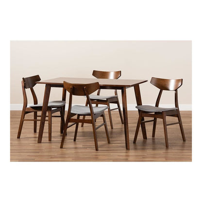 Walnut Brown Finished Wood 5-Piece Dining Set