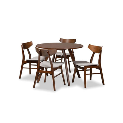 Walnut Brown Finished Wood 5-Piece Dining Set