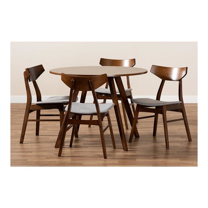 Walnut Brown Finished Wood 5-Piece Dining Set