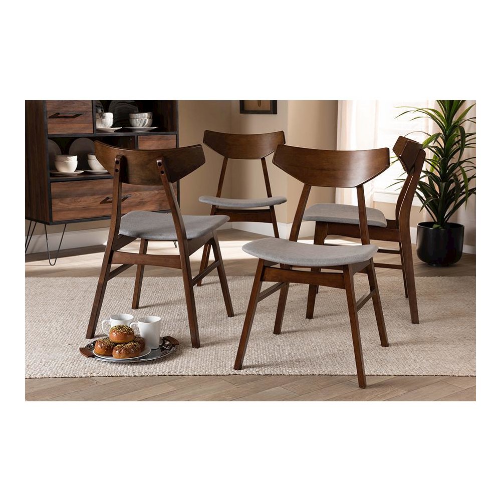 Walnut Brown Finished Wood 4-Piece Dining Chair Set