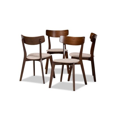 Walnut Brown Finished Wood 4-Piece Dining Chair Set