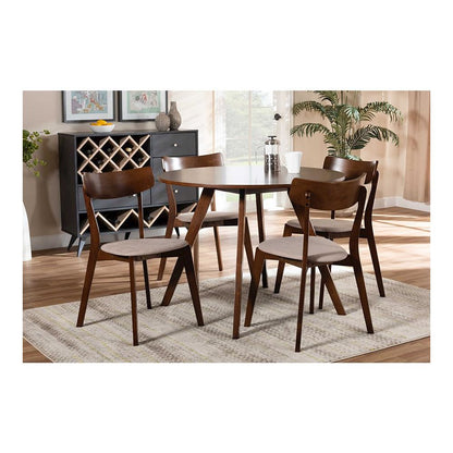 Walnut Brown Finished Wood 5-Piece Dining Set