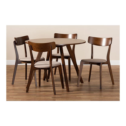 Walnut Brown Finished Wood 5-Piece Dining Set