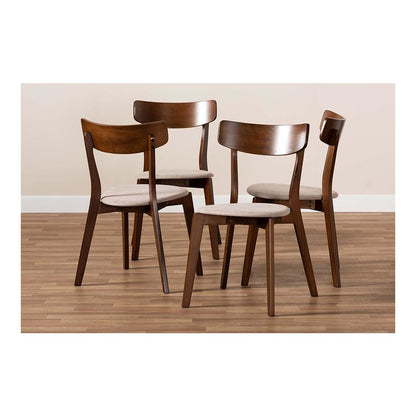Walnut Brown Finished Wood 4-Piece Dining Chair Set