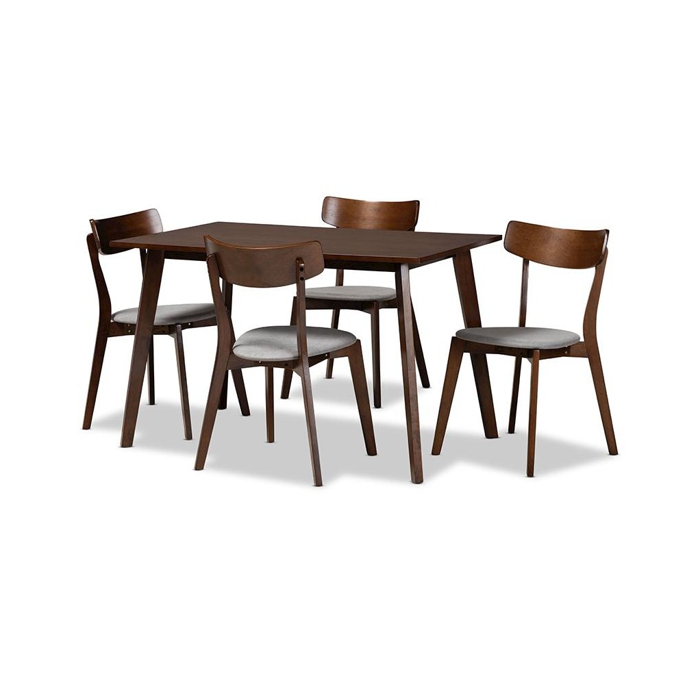 Walnut Brown Finished Wood 5-Piece Dining Set