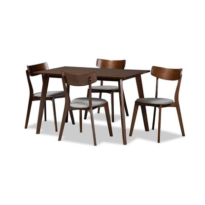 Walnut Brown Finished Wood 5-Piece Dining Set