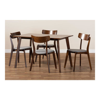 Walnut Brown Finished Wood 5-Piece Dining Set