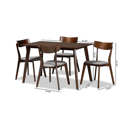 Walnut Brown Finished Wood 5-Piece Dining Set