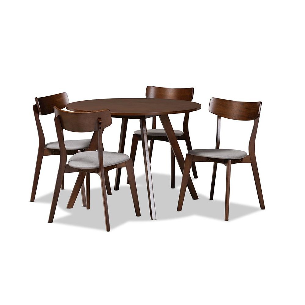 Walnut Brown Finished Wood 5-Piece Dining Set