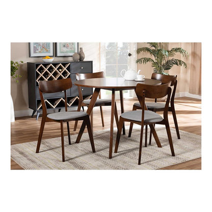 Walnut Brown Finished Wood 5-Piece Dining Set