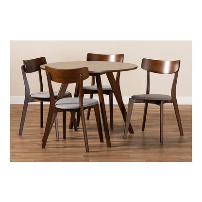 Walnut Brown Finished Wood 5-Piece Dining Set