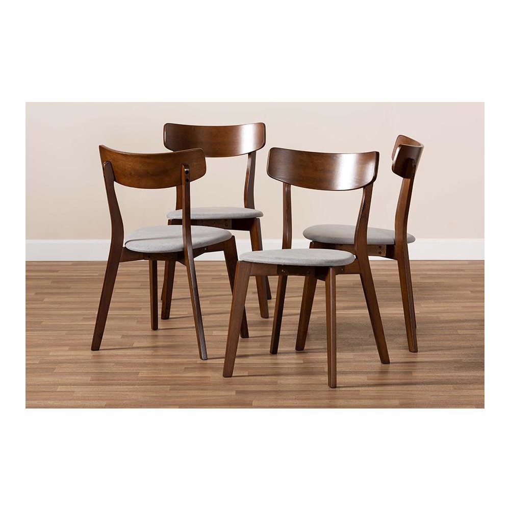 Walnut Brown Finished Wood 4-Piece Dining Chair Set
