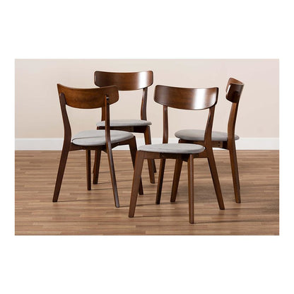 Walnut Brown Finished Wood 4-Piece Dining Chair Set