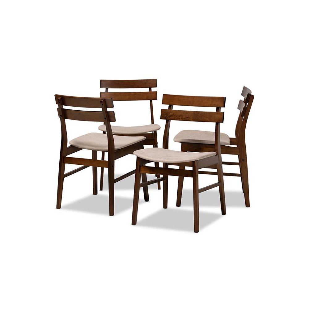 Walnut Brown Finished Wood 4-Piece Dining Chair Set