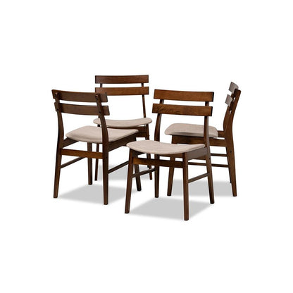 Walnut Brown Finished Wood 4-Piece Dining Chair Set
