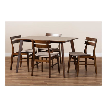 Walnut Brown Finished Wood 5-Piece Dining Set