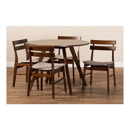 Walnut Brown Finished Wood 5-Piece Dining Set
